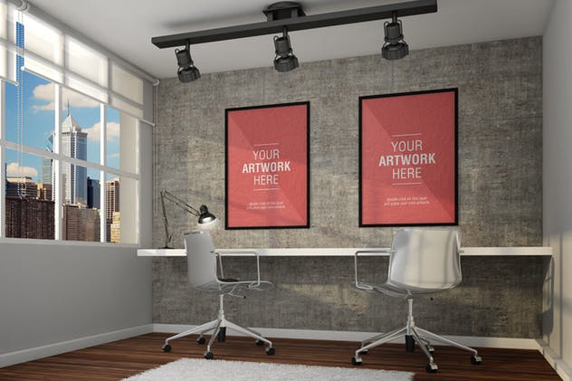 企业文化宣传企业办公场所画框样机 Design Office MockUp插图(11)