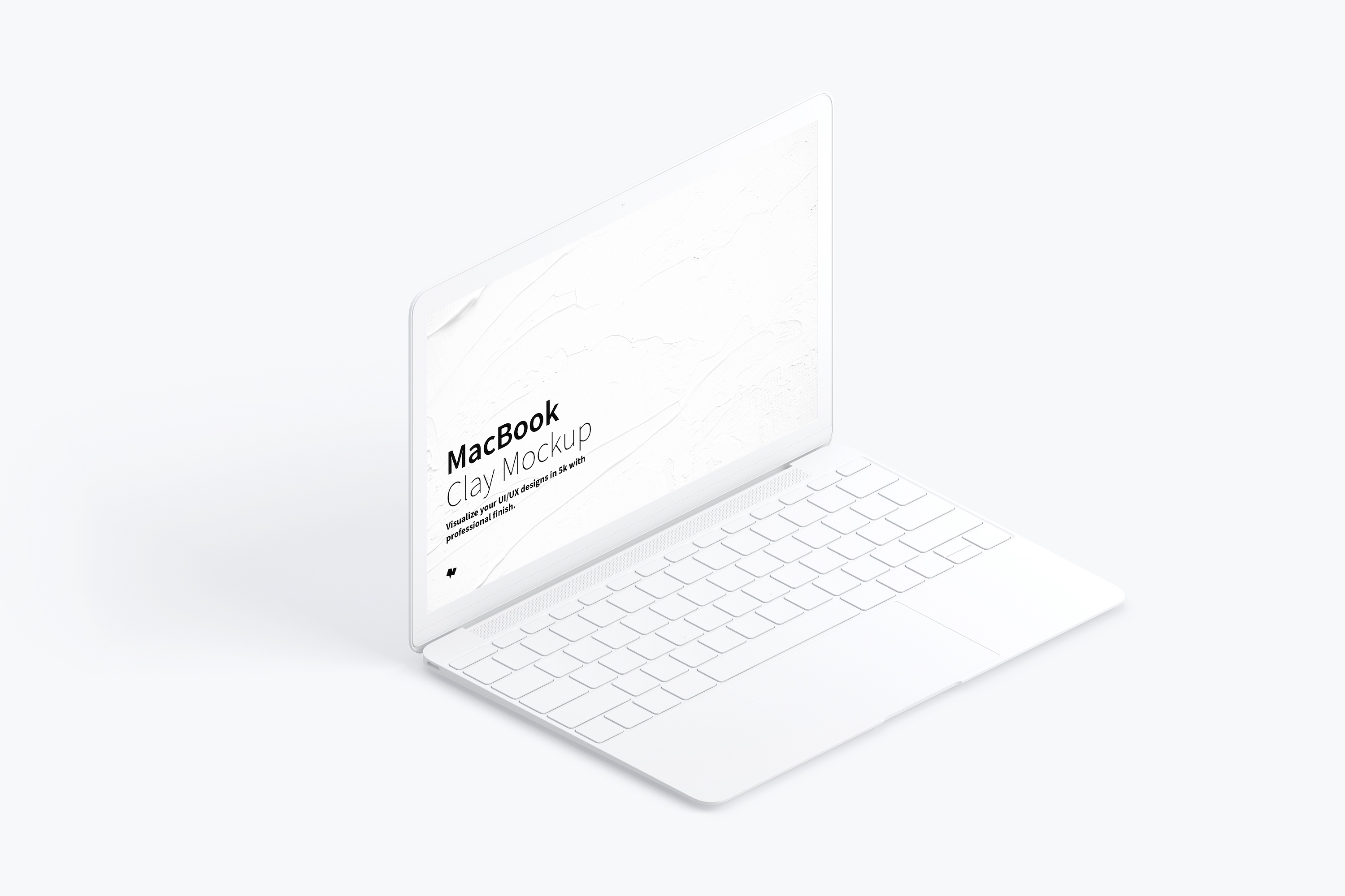MacBook超极本屏幕演示效果左视图样机 Clay MacBook Mockup, Isometric Left View插图
