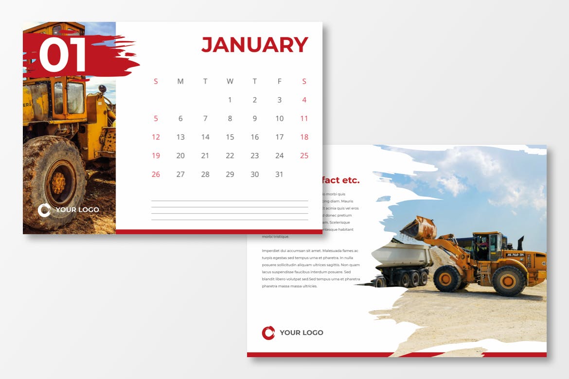 2020年建筑基建企业定制活页日历设计模板 Calendar 2020插图(3)