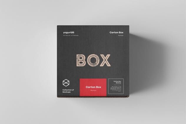 正方体纸箱包装箱样机模板 Carton Box Mockup 100x100x100插图(6)