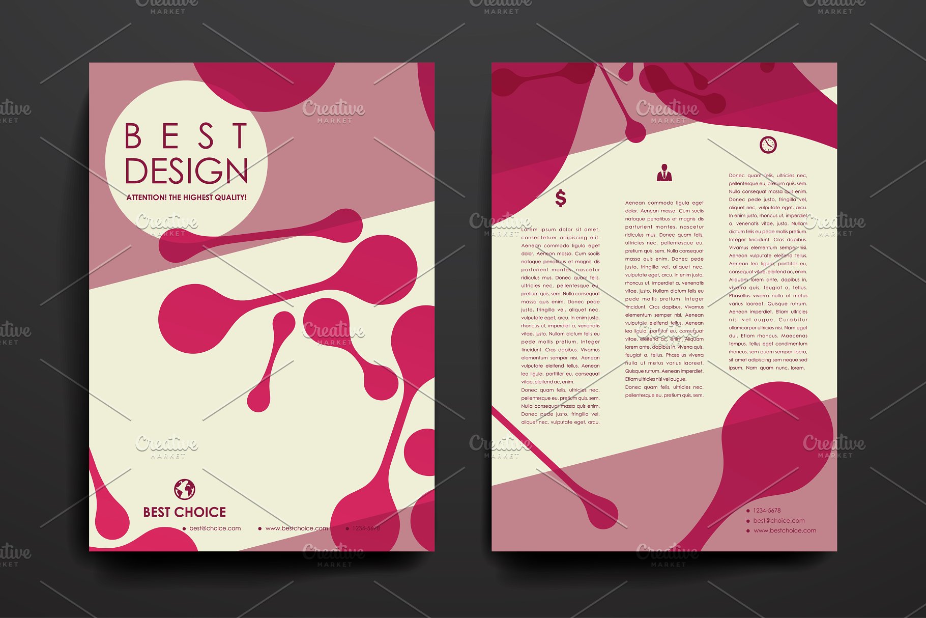 红色抽象图形小册子模板 Set of Beautiful Brochures插图(3)