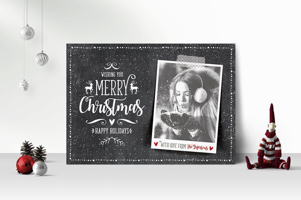 圣诞节照片贺卡设计模板 Christmas Photo Card插图(2)