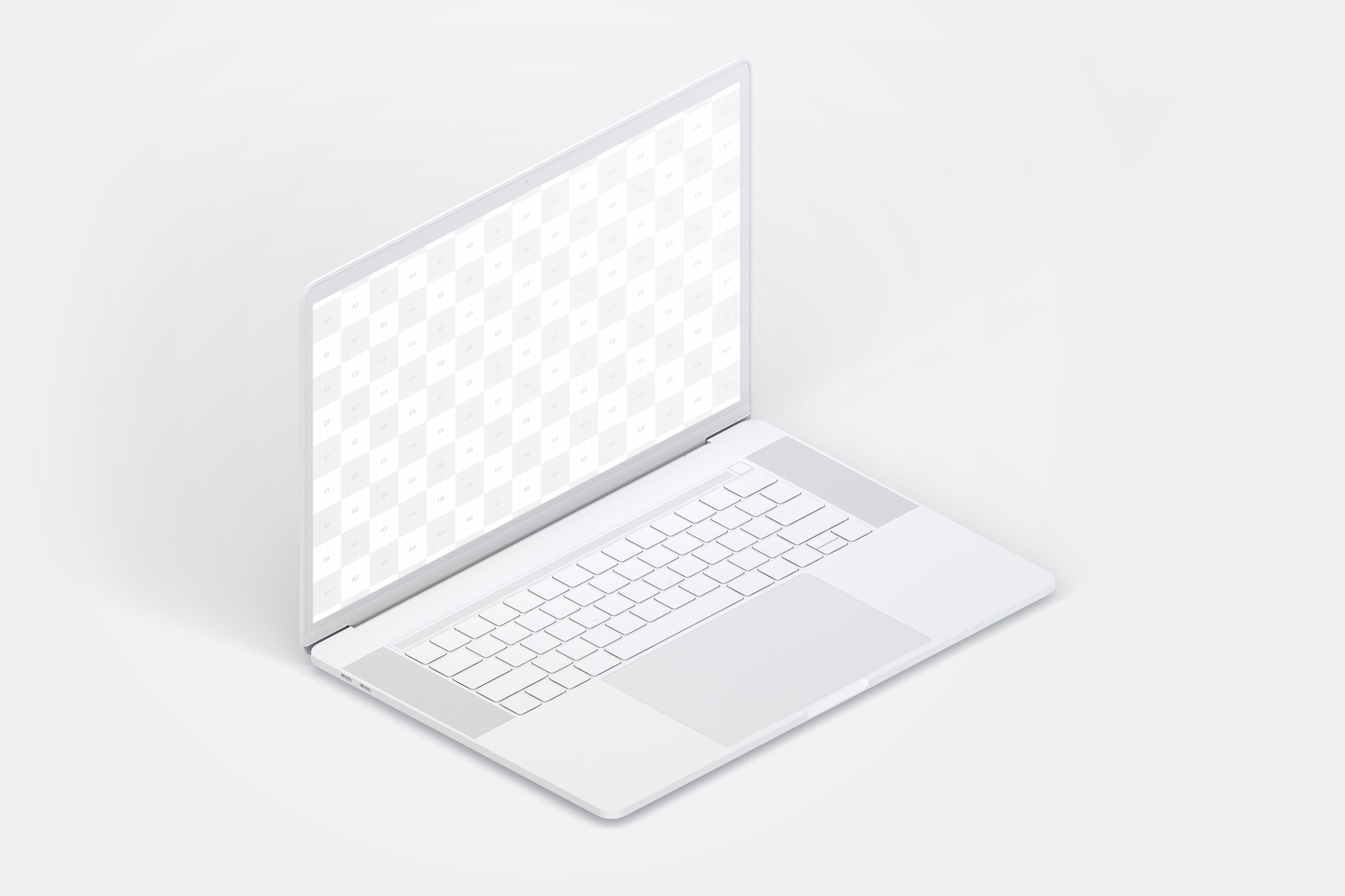 15寸MacBook Pro苹果笔记本电脑左视图样机模板 Clay MacBook Pro 15" with Touch Bar, Left Isometric View Mockup插图