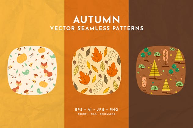 “您好，秋天”无缝图案纹理合集 Hello Autumn Seamless Patterns插图(4)