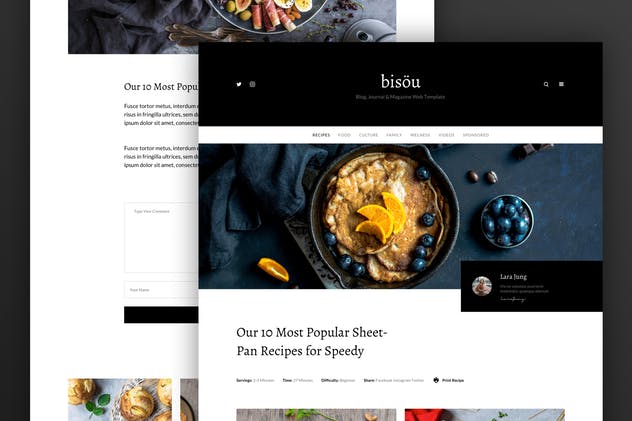 旅游饮食杂志博客网站设计UI套件 Bisöu Blog, Journal & Magazine Web UI Kit Template插图(2)
