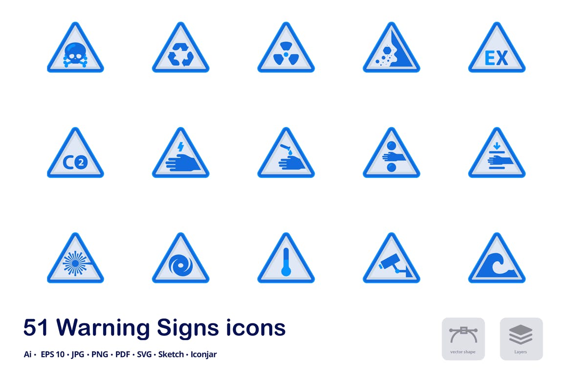 警告标志双色调扁平化矢量图标 Warning Signs Accent Duo Tone Flat Icons插图(1)