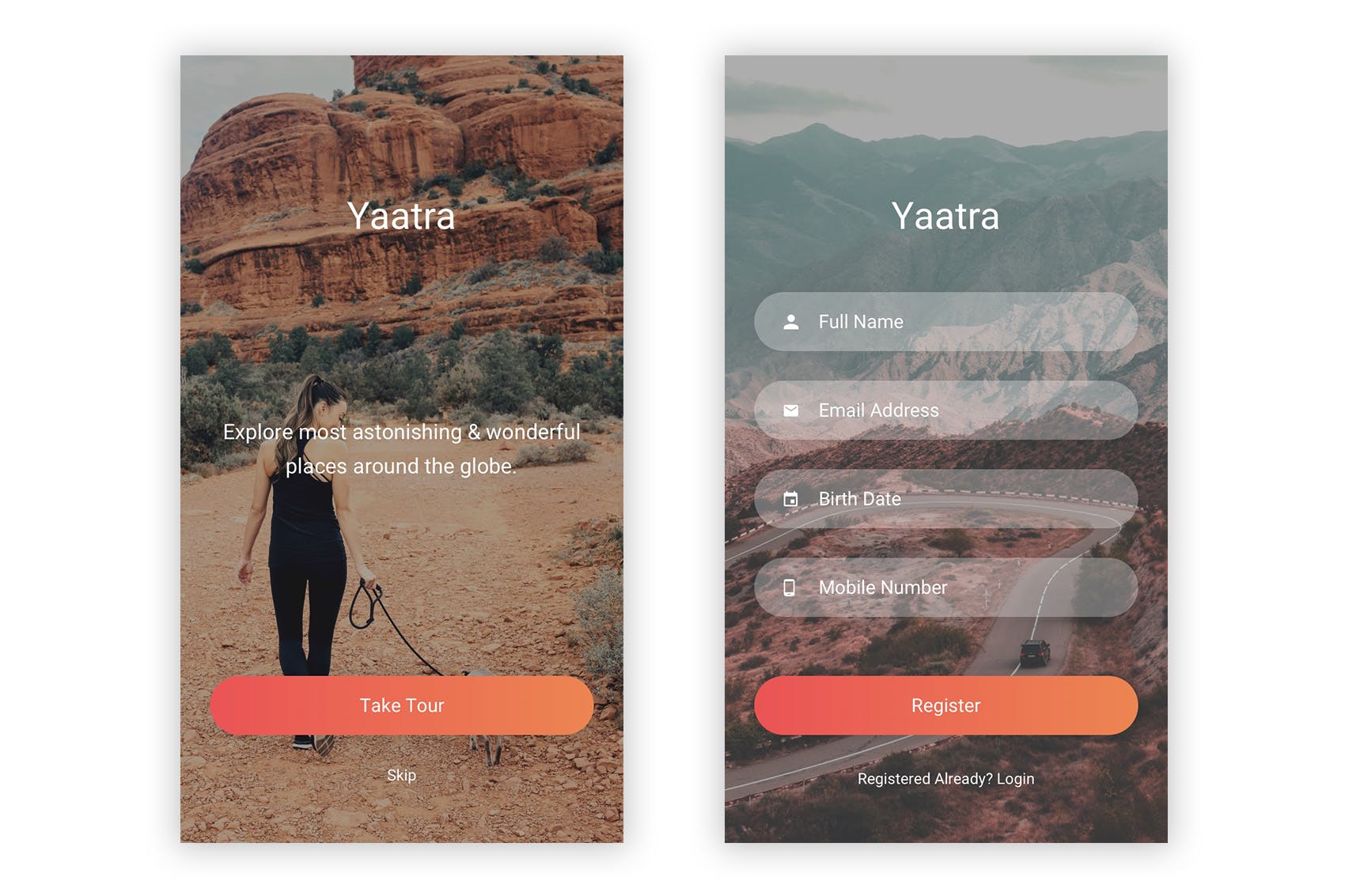 旅游旅行APP应用用户交互界面UI套件PSD模板 Yaatra – Travel & Tour UI Kit for Photoshop插图(2)