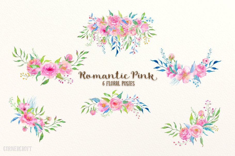 浪漫粉色水彩设计套装 Design Kit Romantic Pink Watercolor插图(5)