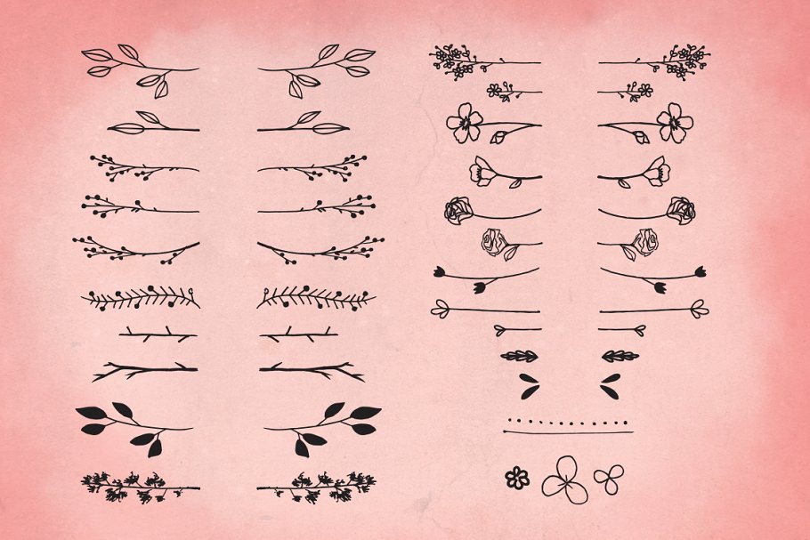 大自然树枝花卉AI笔刷 Nature & Floral Illustrator Brushes插图(4)