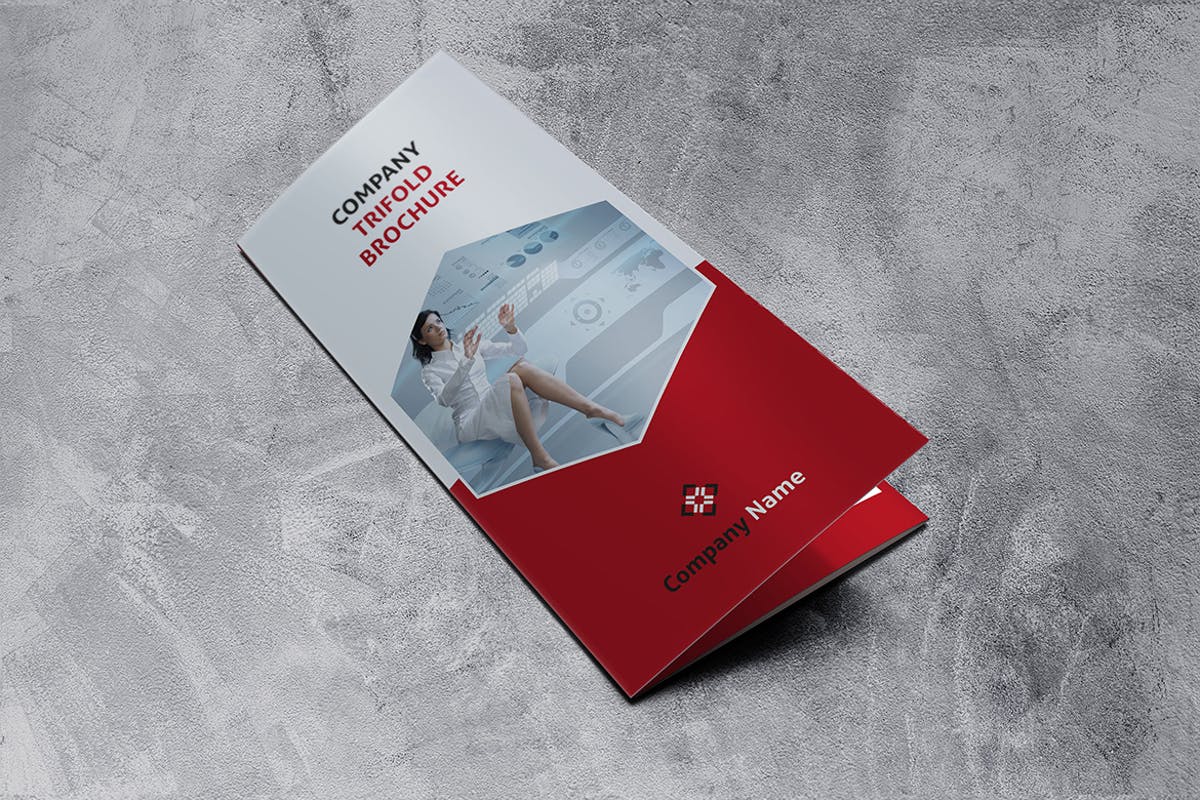 三折页红色商业宣传册模板 Trifold red Brochure插图