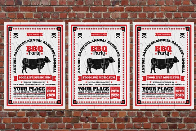 BBQ烧烤派对聚会活动海报设计模板 BBQ Party插图(3)