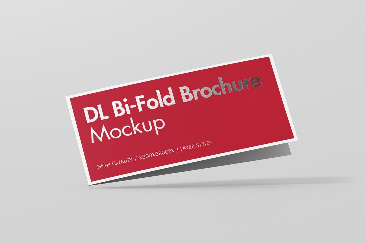 两折页对折页小册子样机 DL Bi-Fold Brochure Mock-Up插图