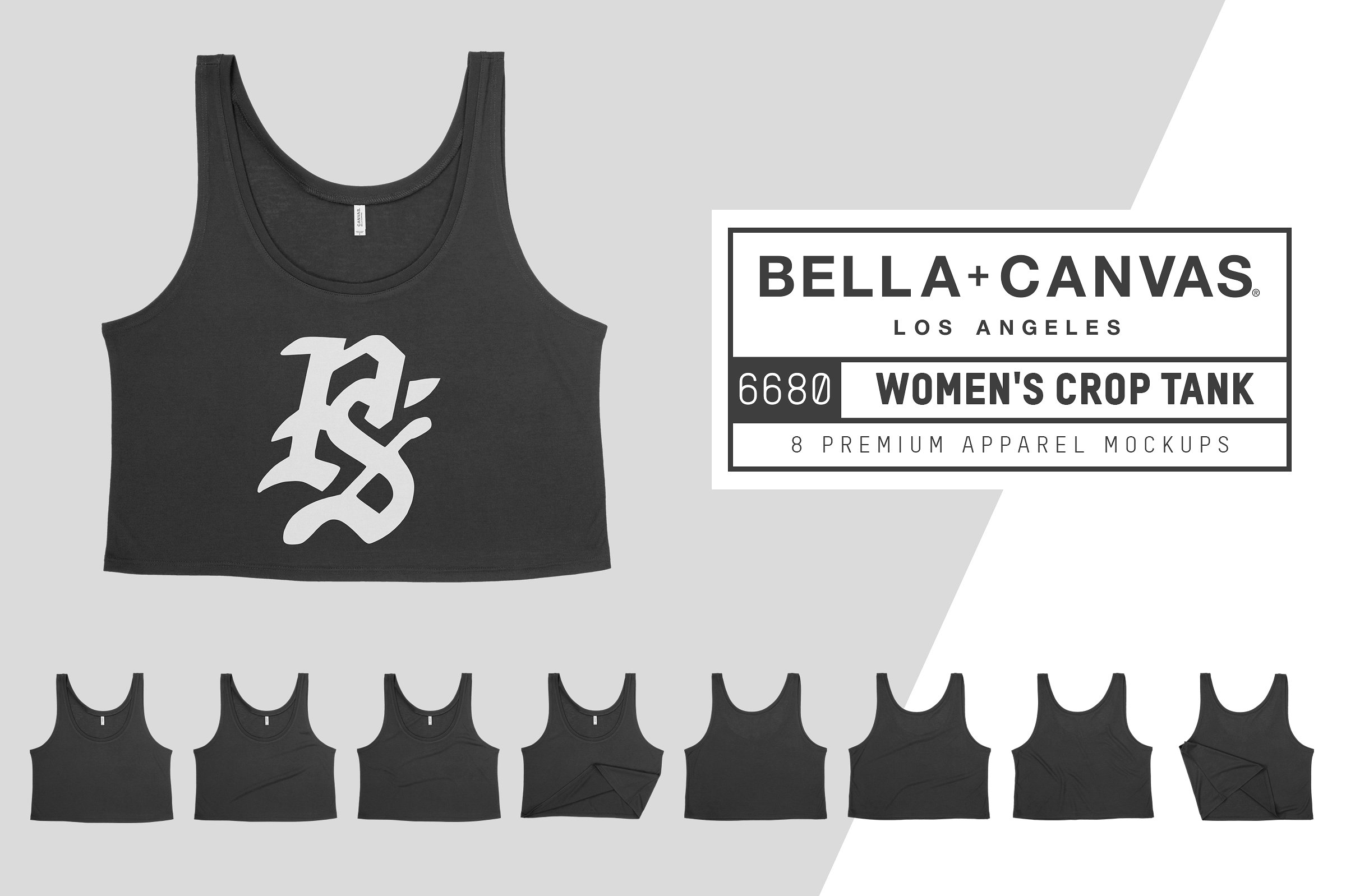 超短款女士运动背心服装样机 Bella Canvas 6680 Women’s Crop Tank插图