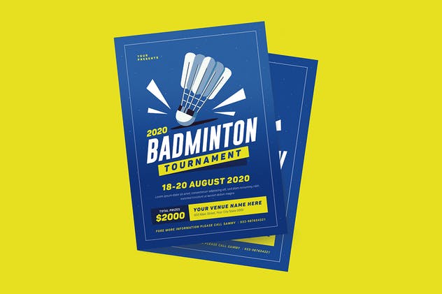 羽毛球比赛活动海报设计模板 Badminton Tournament Event Flyer插图(3)