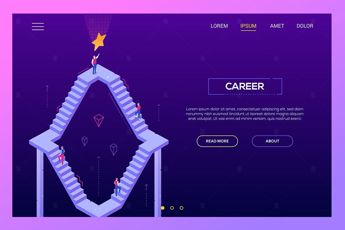 职业生涯主题网站Banner插画设计素材 Career – isometric web banner插图