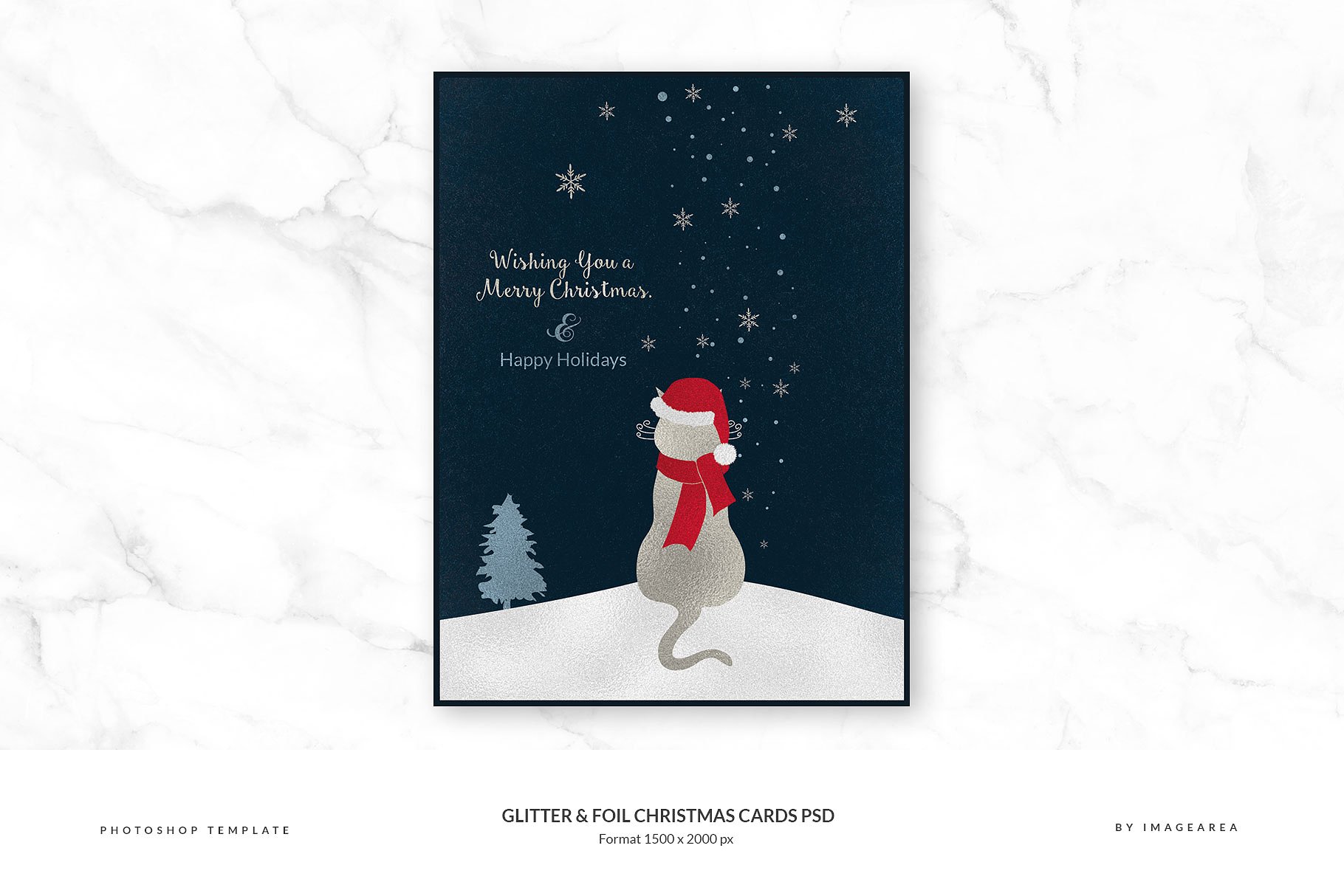 闪粉&金箔圣诞卡PSD模板合集 Glitter & Foil Christmas Cards PSD插图(4)