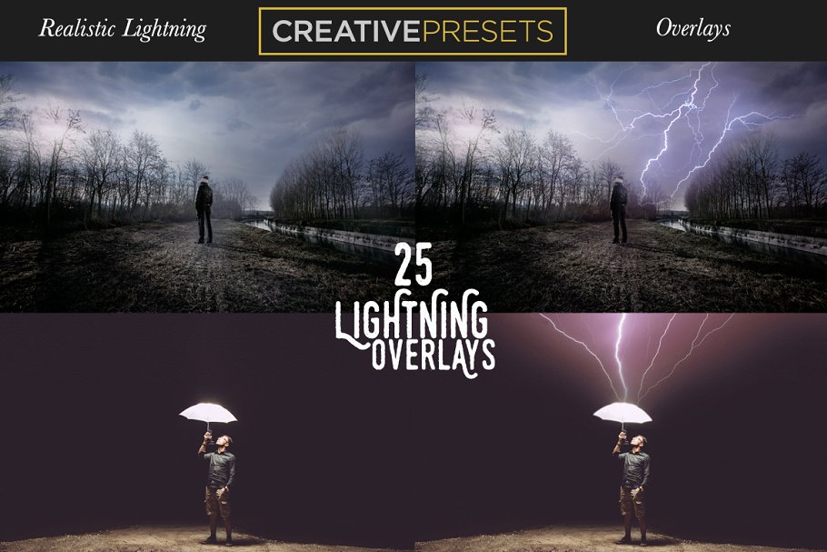 逼真雷电闪电叠层背景 Realistic Lightning Overlays插图(2)
