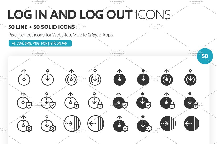 账号登陆注销用户管理主题图标 Log in and Log out Icons插图