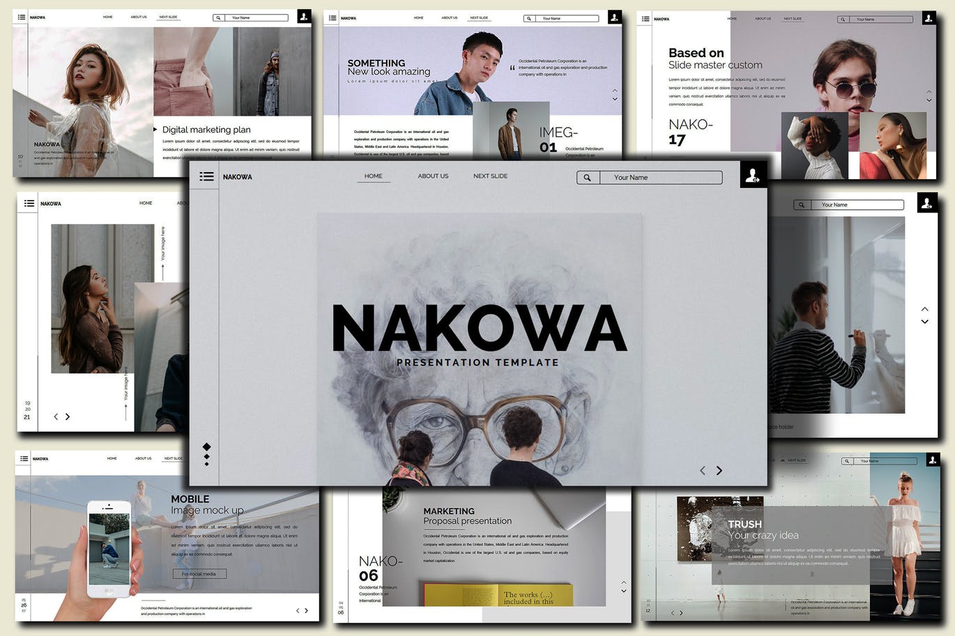 极简主义作品集展示PPT幻灯片设计模板 Nakowa Minimal – Powerpoint插图
