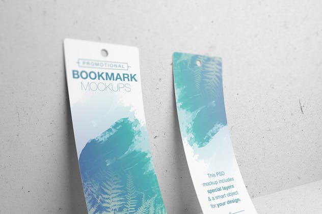 促销广告书签样机模板 Promotional Bookmark Mockup插图(3)