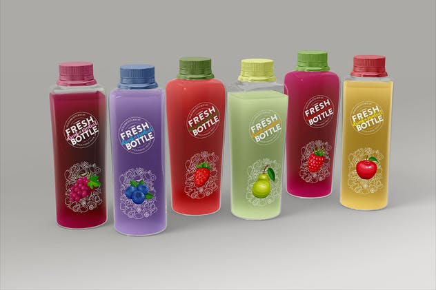 果汁瓶包装外观设计样机模板 Juice Bottle Set Packaging MockUp插图(7)
