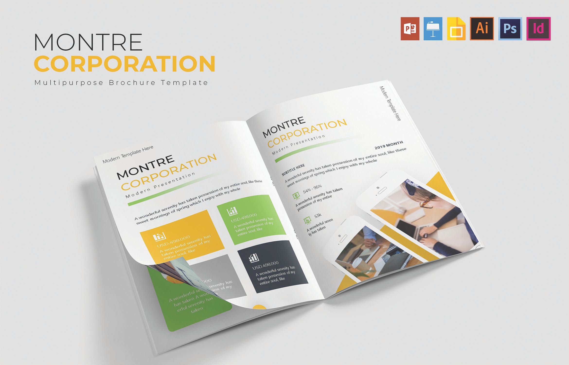 公司业务介绍宣传画册设计模板 Montre Corporation | Borchure  Template插图(3)
