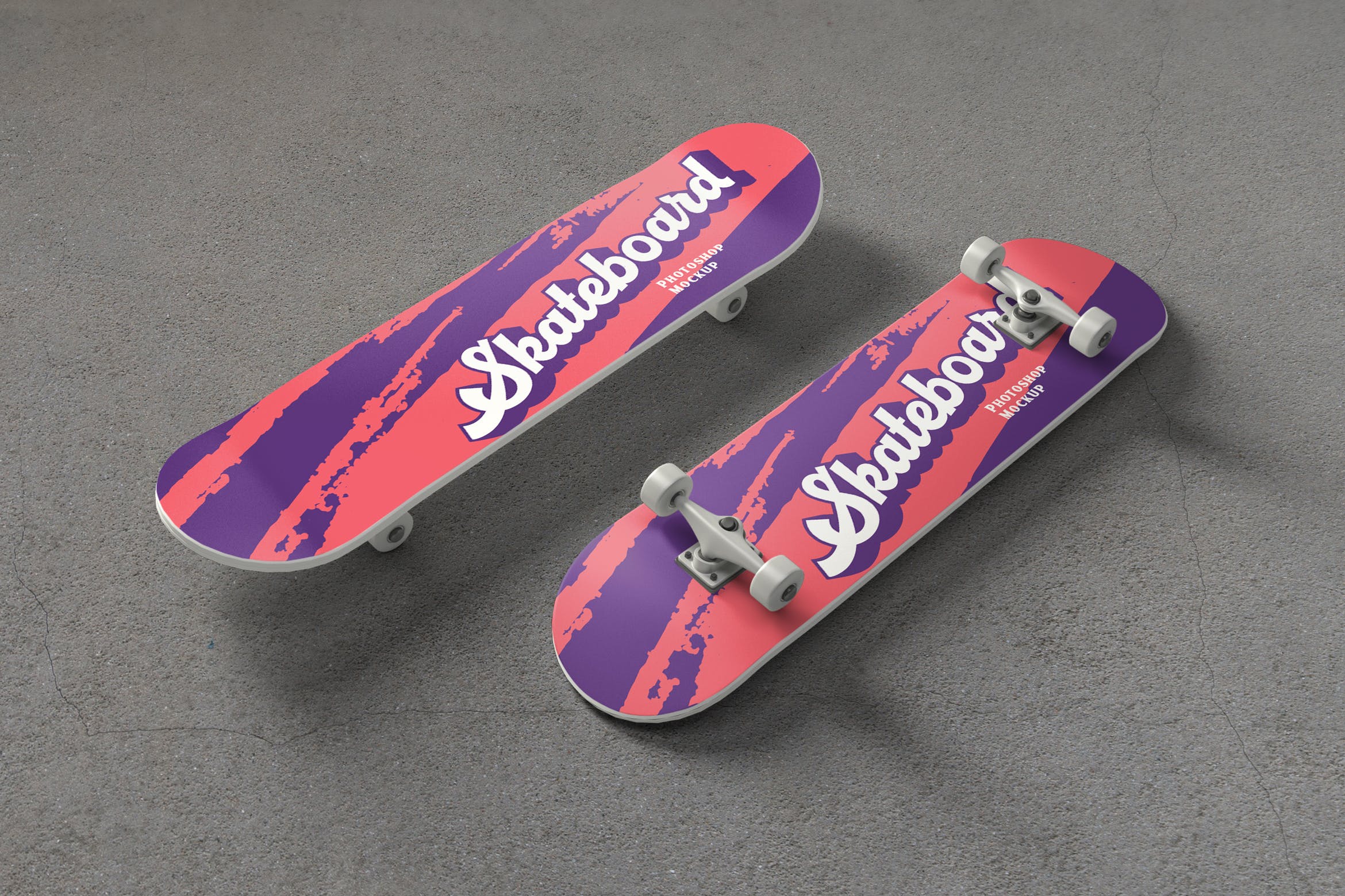 滑板喷漆图案设计预览PSD样机模板 Skateboard PSD Mockups插图