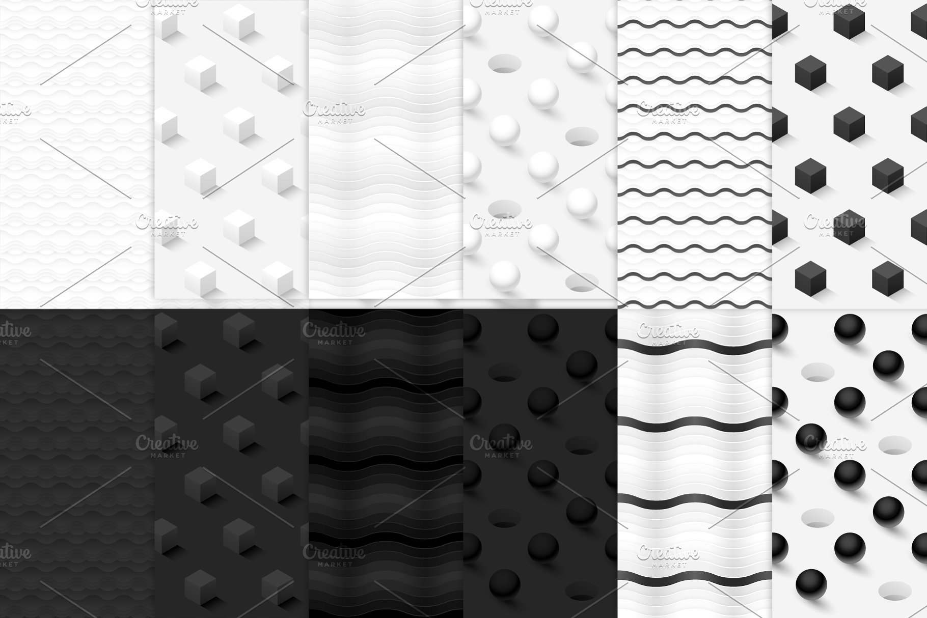 12款现代极简主义无缝几何图案背景 12 modern minimalist patterns插图