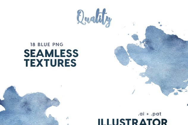 蓝色水彩无缝纹理套装 Watercolor Seamless Textures – Blue Pack插图(3)