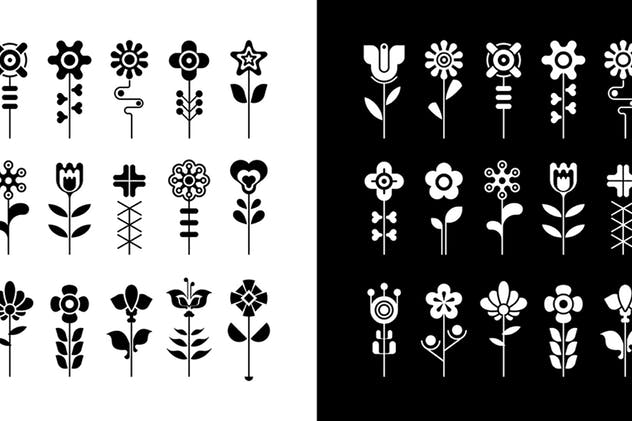 4组花卉矢量图标合集 4 Option of a Flower Vector Icon Set插图(4)