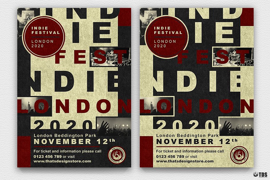 独立现场海报传单模板v3 Indie Live Festival Flyer PSD V3插图(1)