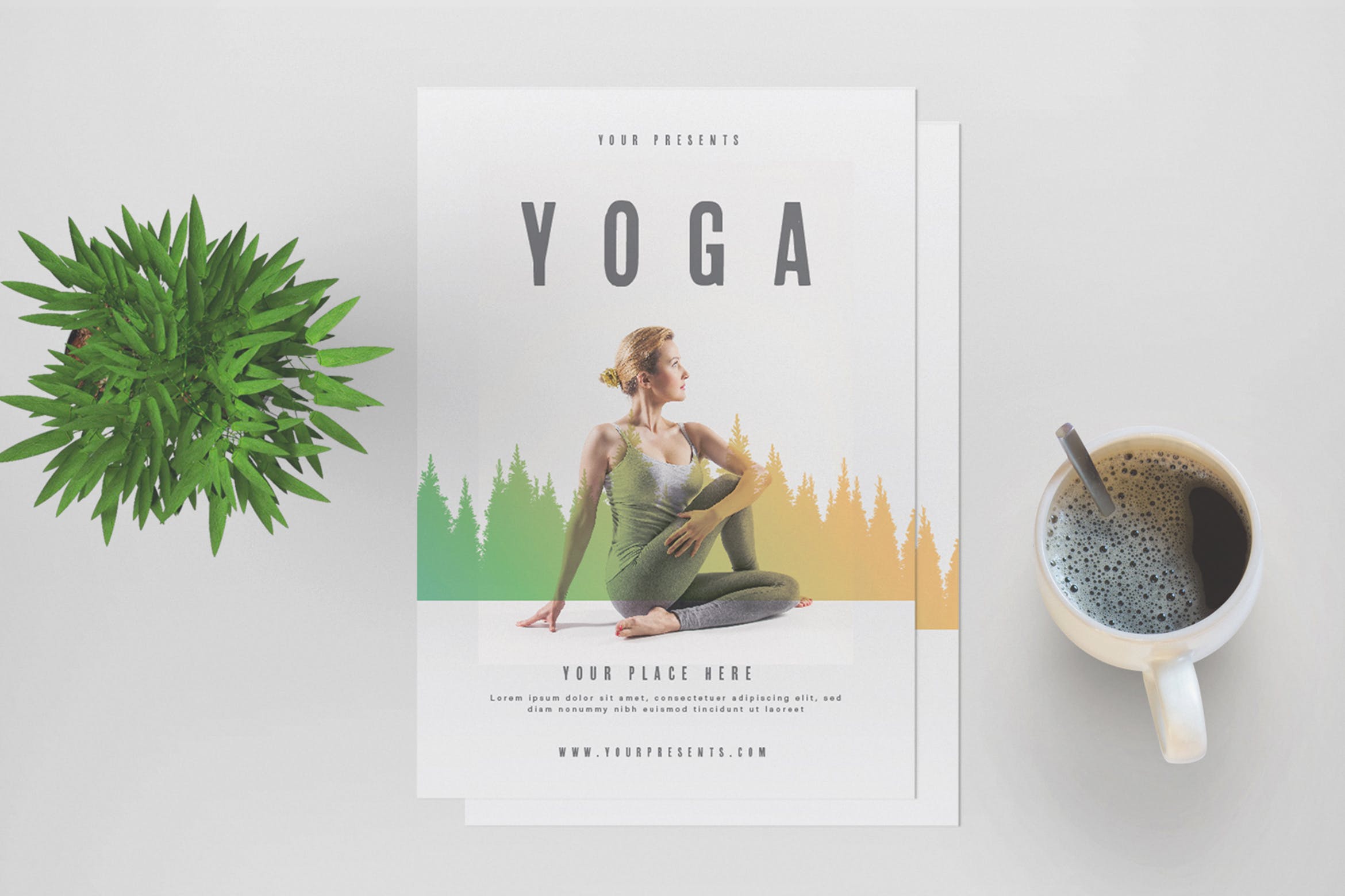 瑜伽养生运动推广活动宣传海报传单设计模板 Yoga Flyer插图