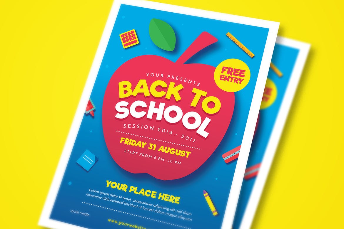 开学季活动海报设计模板 Back to School Event Flyer插图(2)