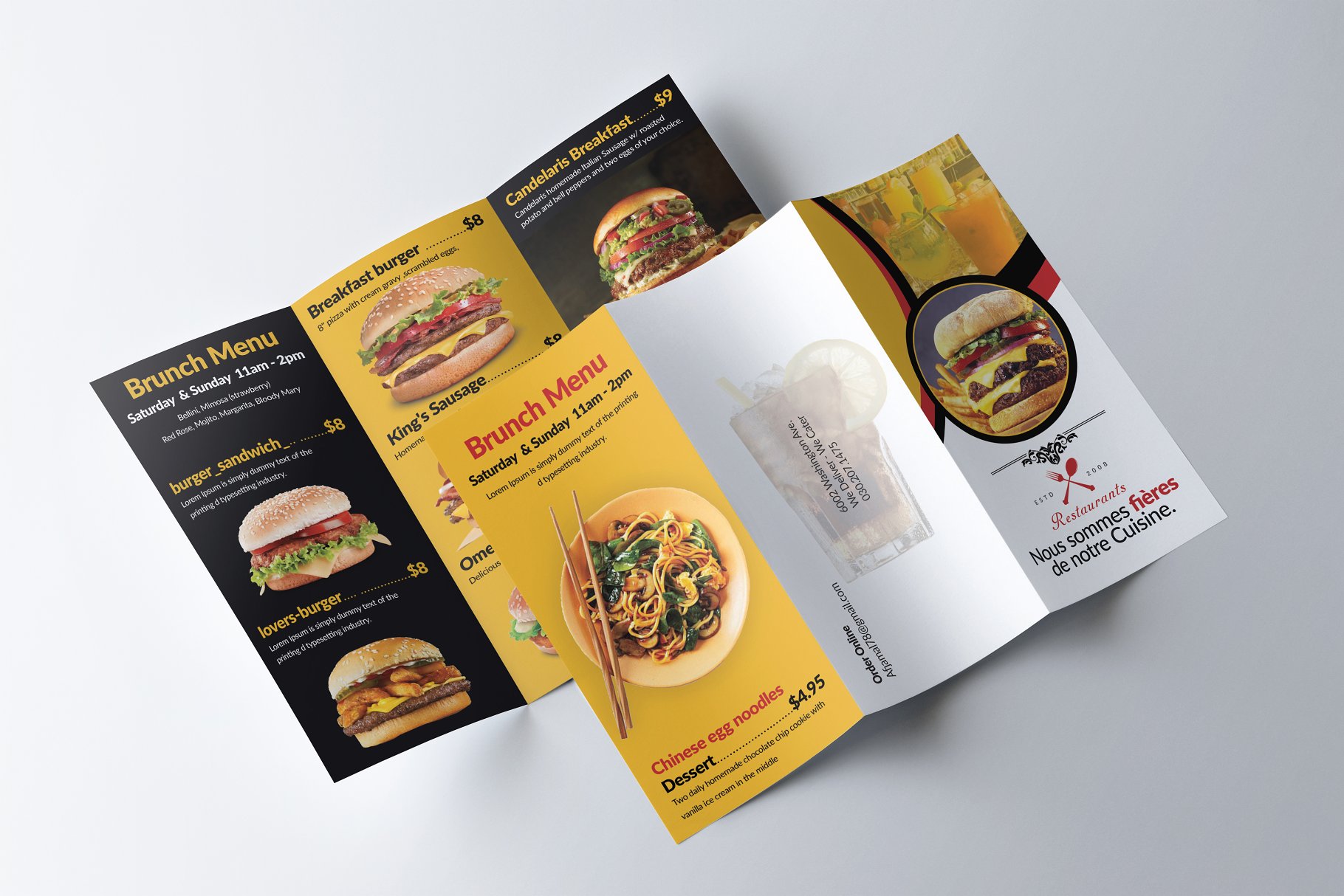 面包店西式快餐折页广告传单模板 Healthy Food Menu Brochure Trifold插图(3)