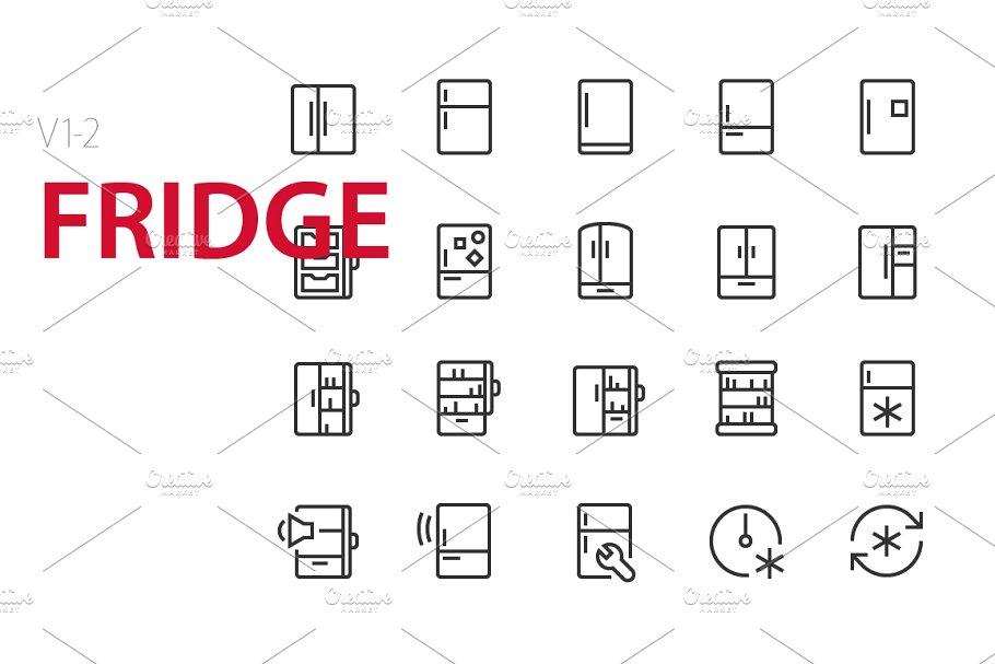 40枚冰箱图形图标素材 40  Fridge UI icons插图