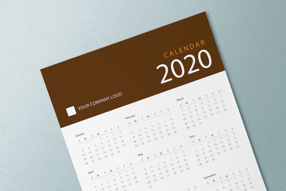 极简主义纯色设计2020年历日历设计模板 Creative Calendar Pro 2020插图(3)