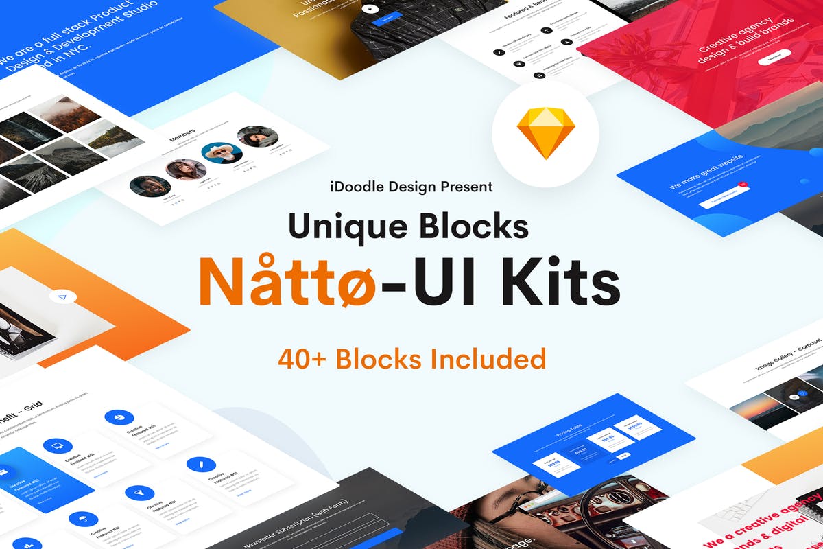 创意多用途网站用户界面UI工具包[Sketch] Natto – Creative UI Kits Sketch Template插图