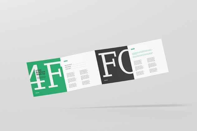 方形四折页宣传册传单样机模板 4-Fold Brochure Mockup – Square插图(3)