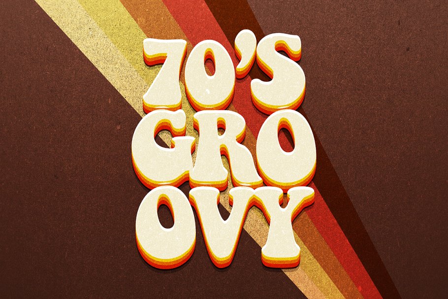 70s年度复古风格文本样式图层 70s Text Effects for Photoshop插图(1)