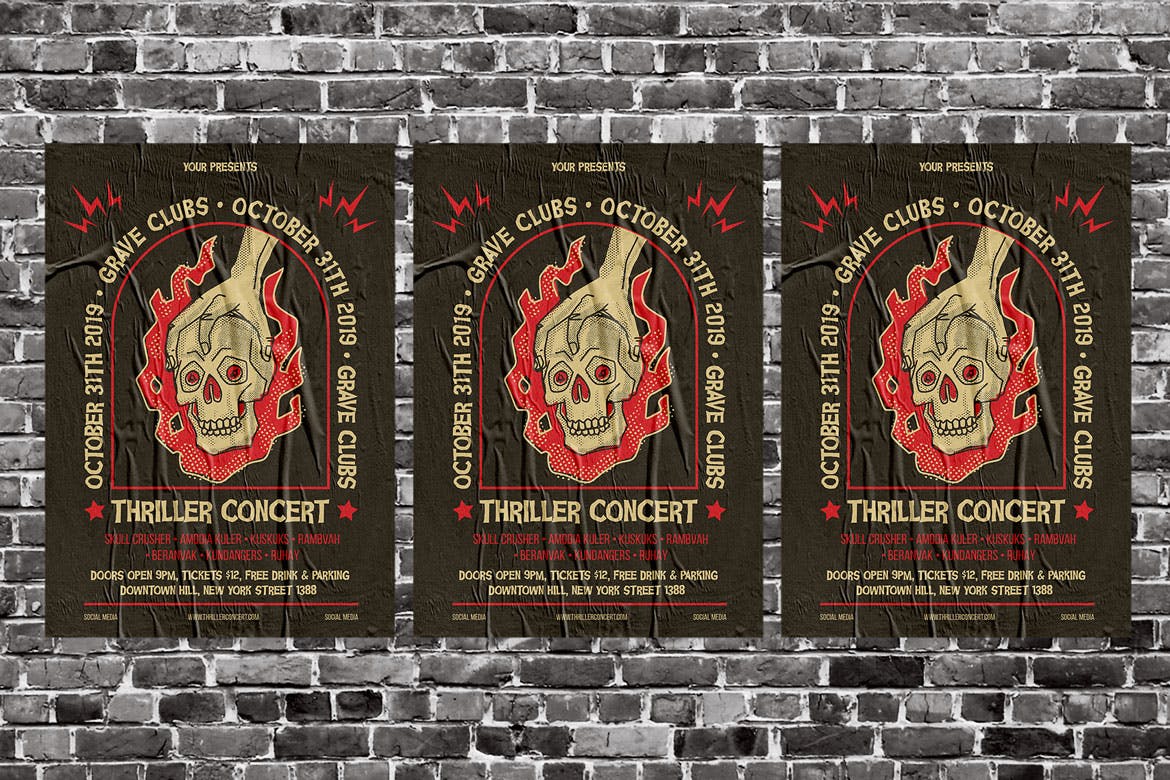 万圣节音乐会活动宣传海报设计模板 Halloween Concert插图(3)