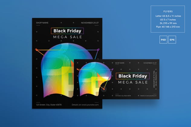 黑色星期五电商促销广告海报模板 Black Friday Sale Flyer and Poster Template插图(1)