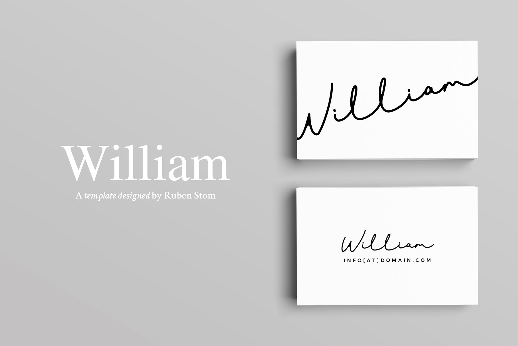 极简创意艺术名片设计模板 William Business Card Template插图