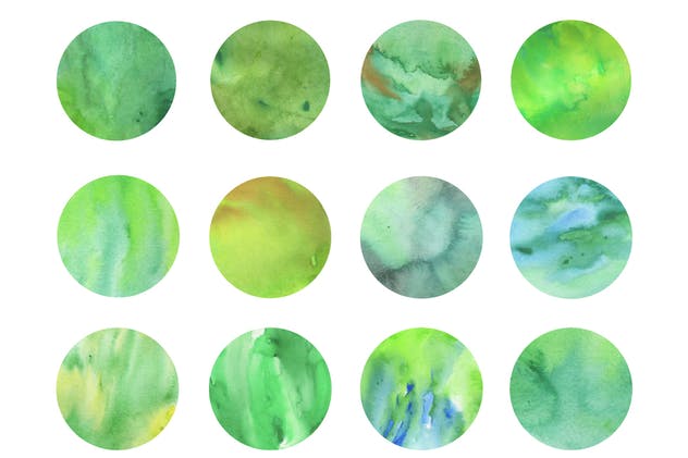 高分辨率绿色颜料水彩纹理Vol.2 Green Watercolor Textures – Volume 2插图(1)