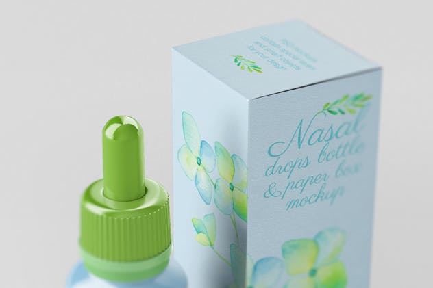 化妆品滴瓶外观/包装纸盒样机 Nasal Drops Bottle/ Paper Box Mockup插图(7)
