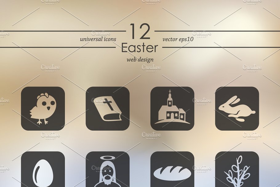 12枚精致复活节图标 12 EASTER icons插图(1)
