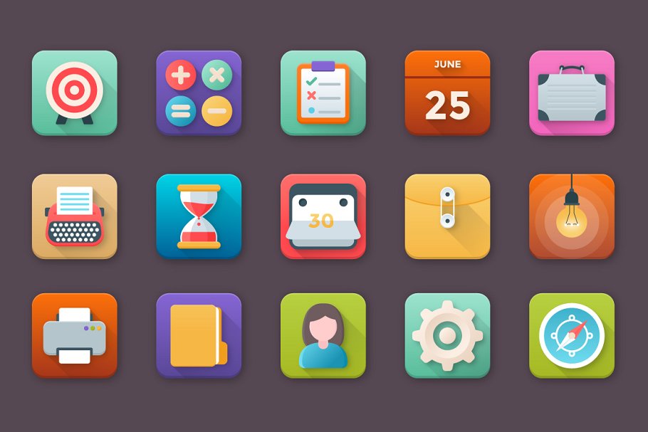 100个商业应用程序设计平面图标 100 Business App Icons Set插图(4)