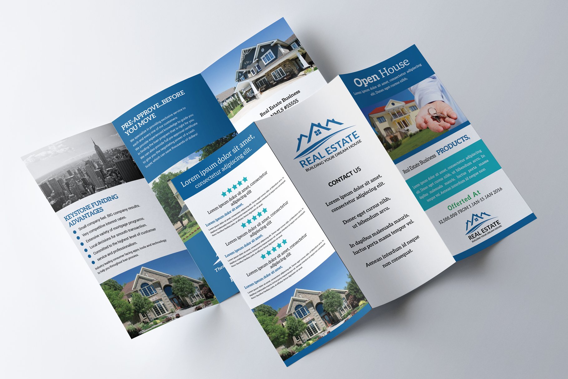 房产销售房产中介折页传单PSD模板 Real Estate Trifold Brochure插图(3)