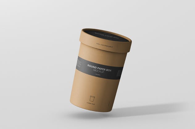 茶叶/咖啡大纸筒包装样机模板 Paper Box Mockup Round – Large Size插图(6)