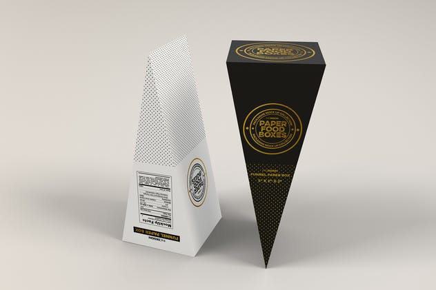 三角形食品纸盒包装样机模板 Funnel Paper Box Packaging Mockup插图(3)