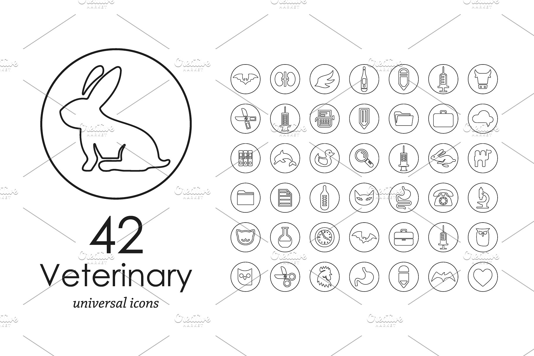 42个通用宠物医院图标  42 veterinary icons插图(1)